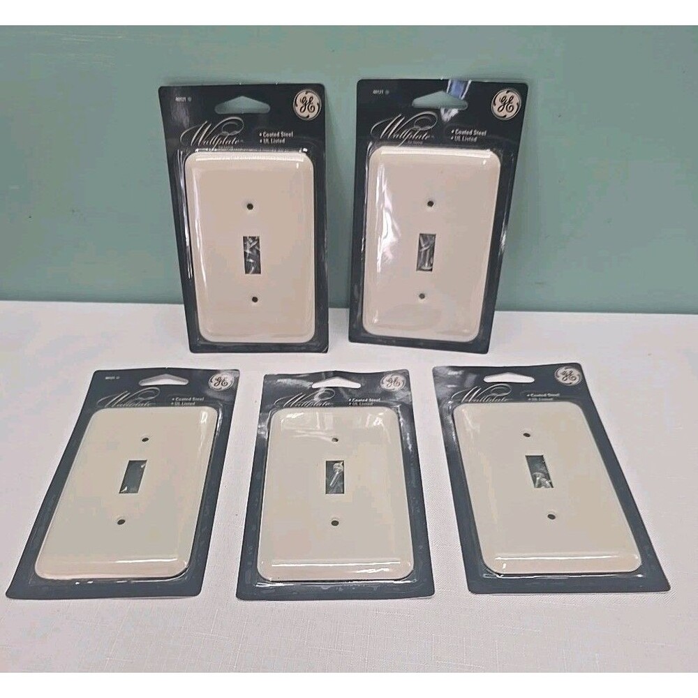 LOT OF 5 GE Coated STEEL LIGHT SWITCH COVER  WALLPLATE